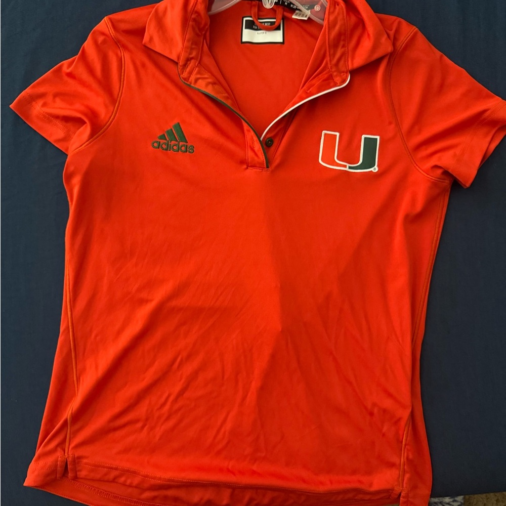University of Miami Adidas Orange Polo Shirt MEDIUM